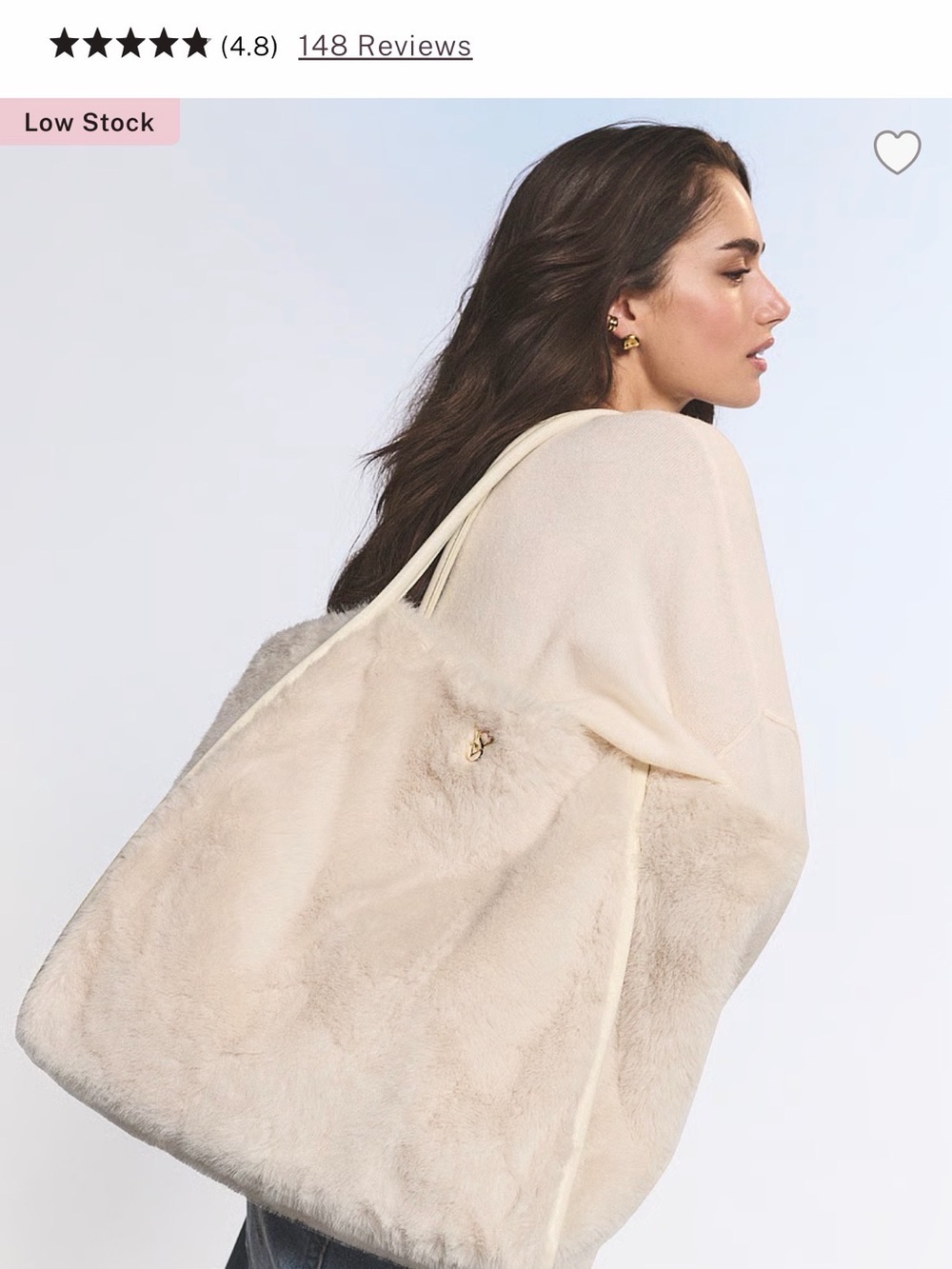 Cream Faux-Fur Tote Bag - Women's Shoulder Bag
